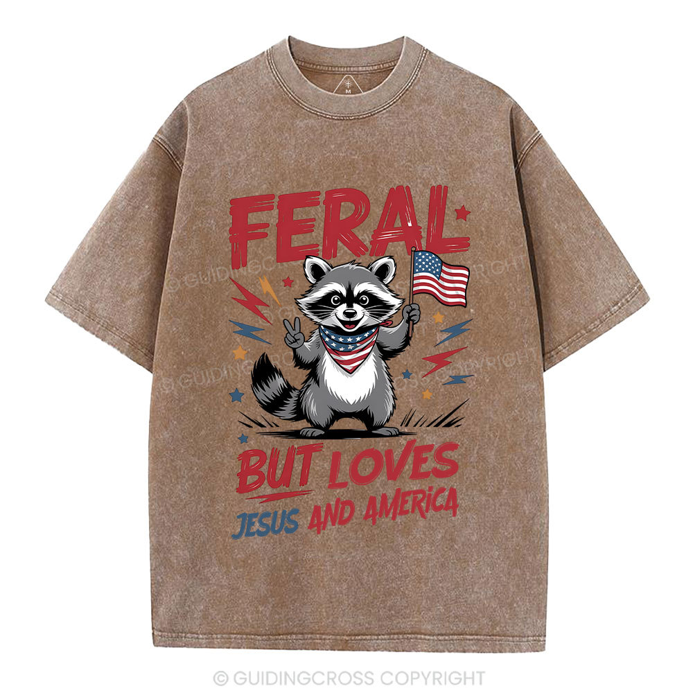 Fear But Loves Jesus And America Christian Washed T-Shirt