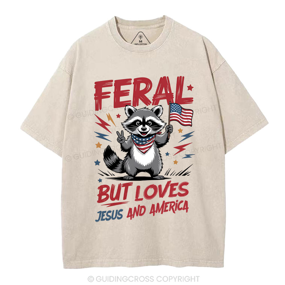 Fear But Loves Jesus And America Christian Washed T-Shirt
