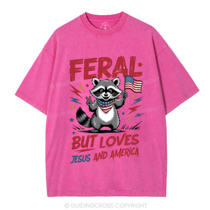 Fear But Loves Jesus And America Christian Washed T-Shirt