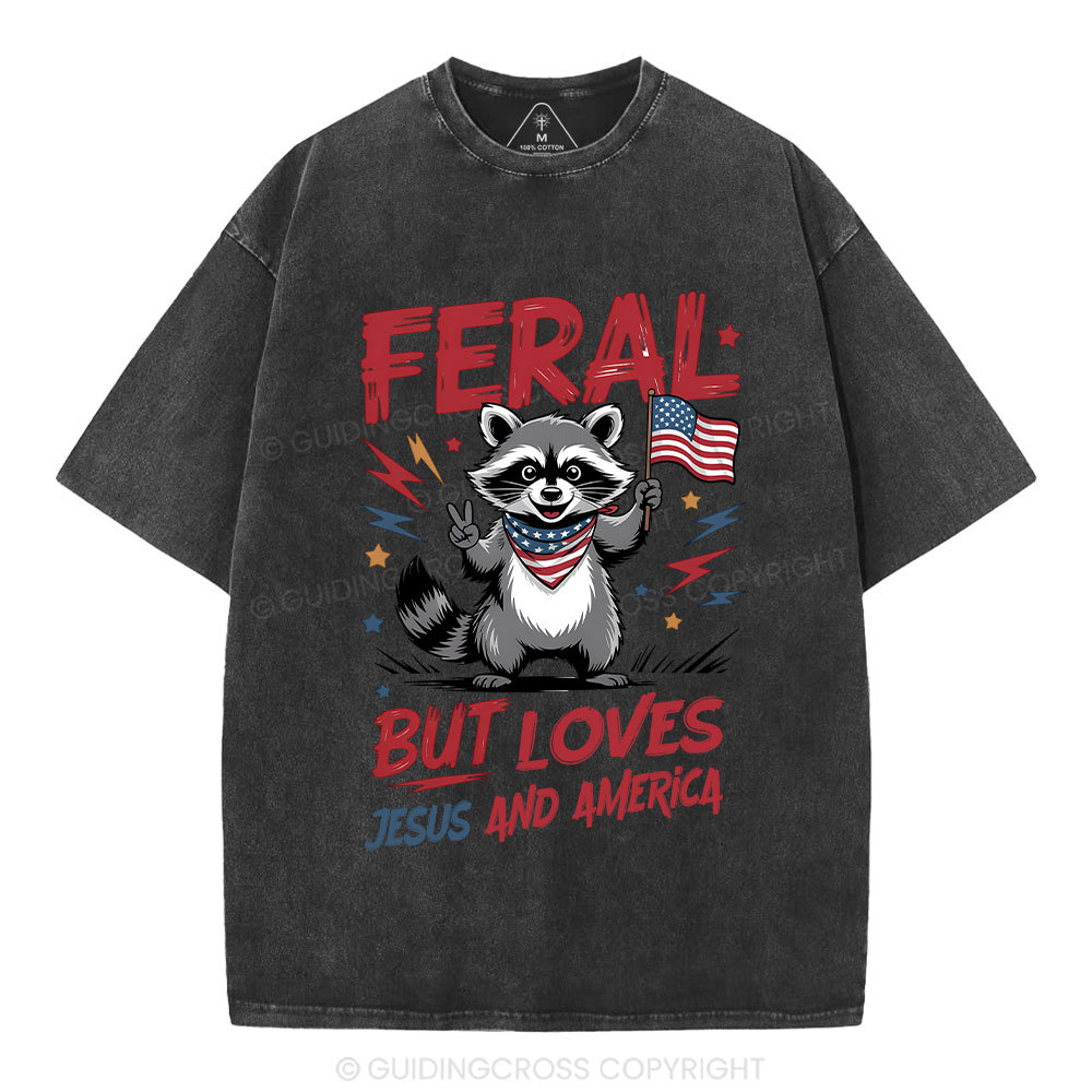 Fear But Loves Jesus And America Christian Washed T-Shirt