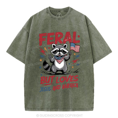 Fear But Loves Jesus And America Christian Washed T-Shirt
