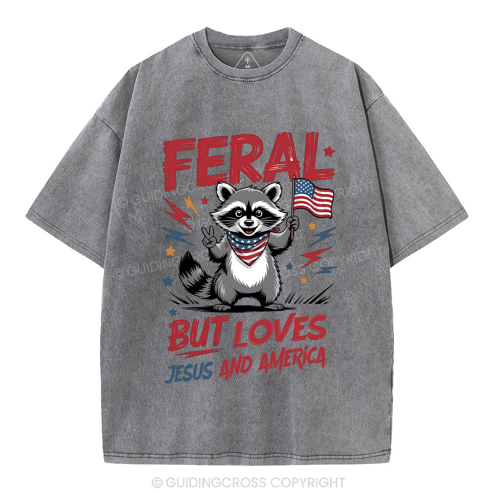 Fear But Loves Jesus And America Christian Washed T-Shirt