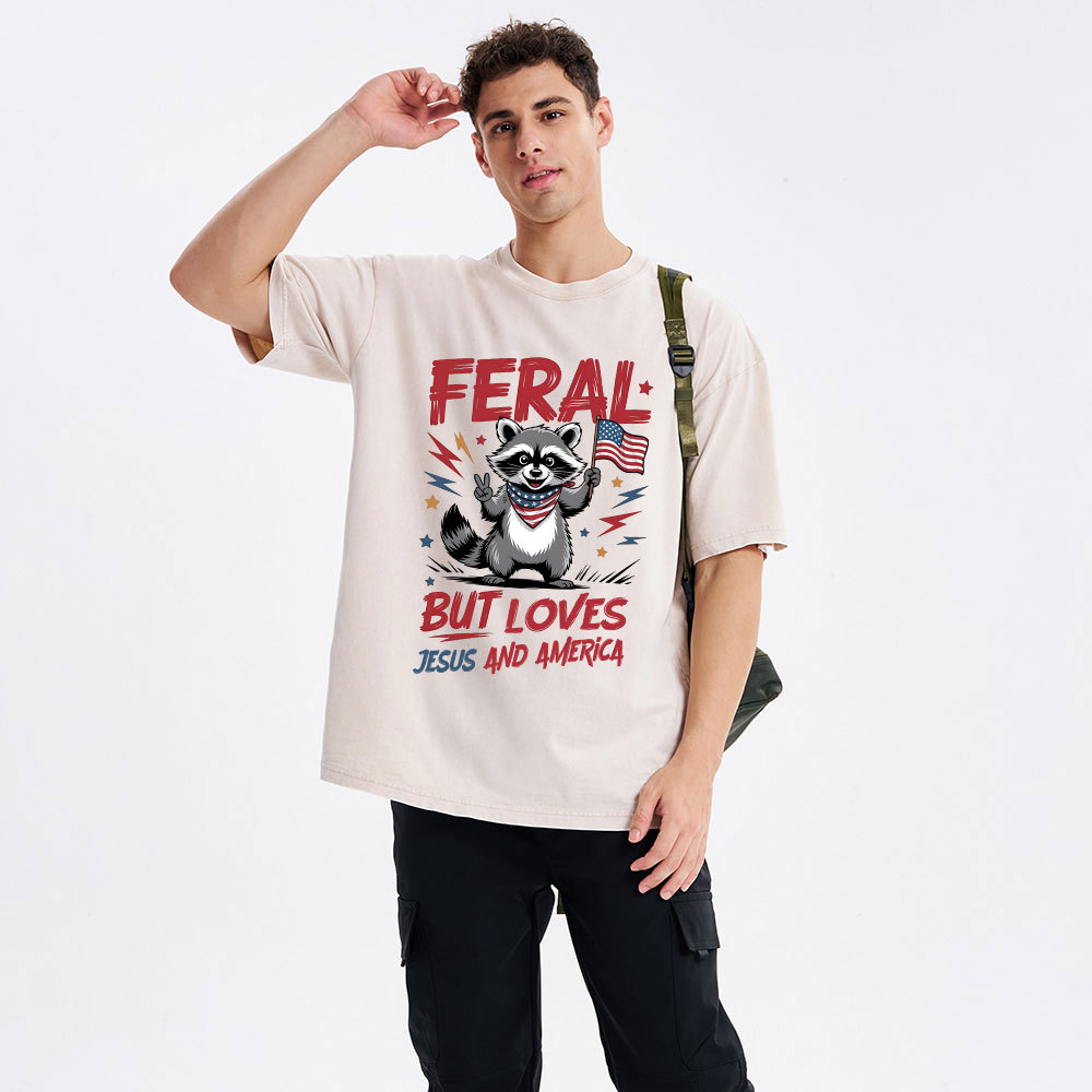 Fear But Loves Jesus And America Christian Washed T-Shirt