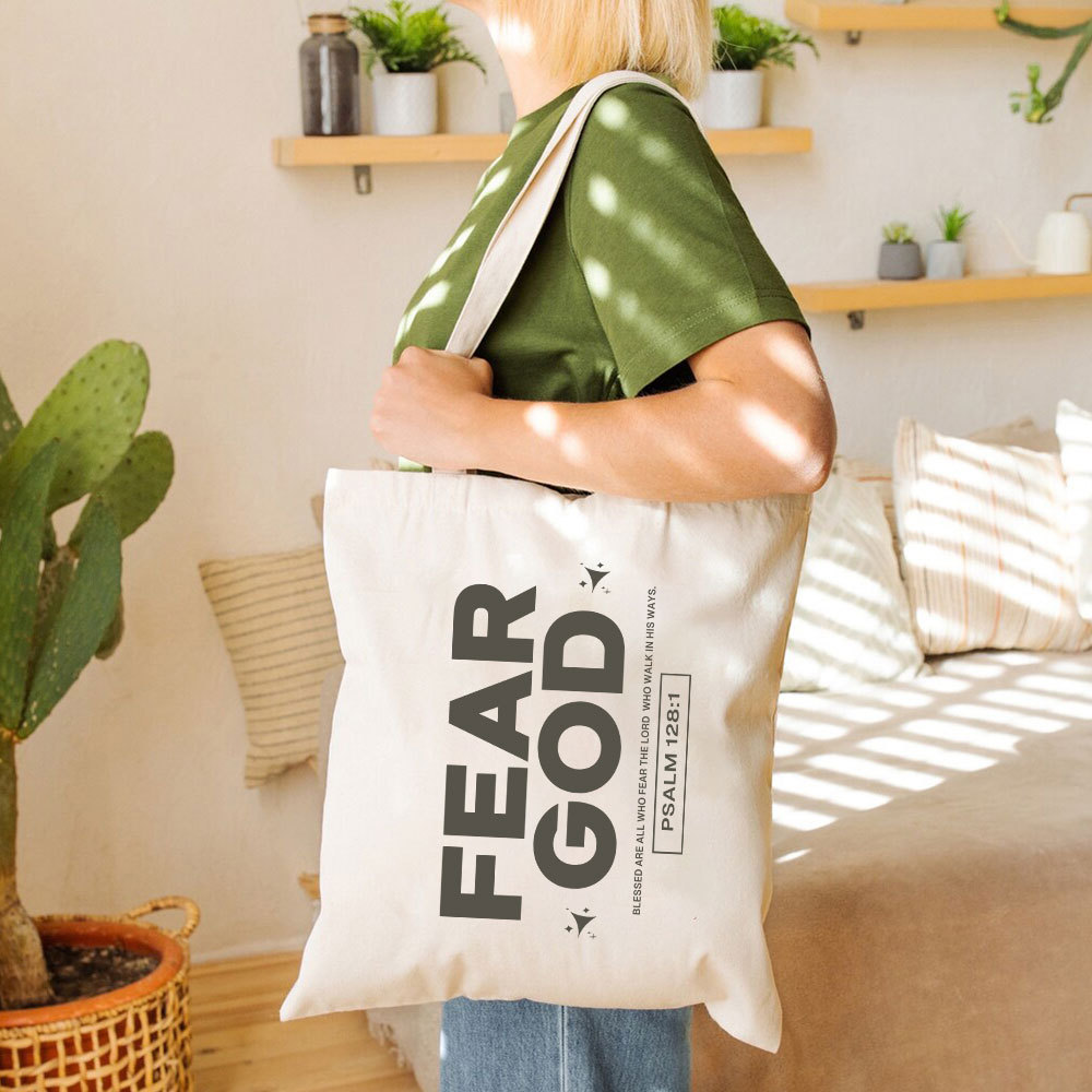 Fear God Christian Canvas Tote Bag
