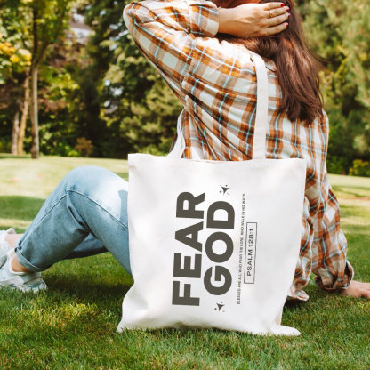 Fear God Christian Canvas Tote Bag