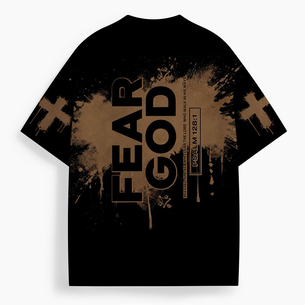 Fear God Oversized All-Over Print Christian T-Shirt