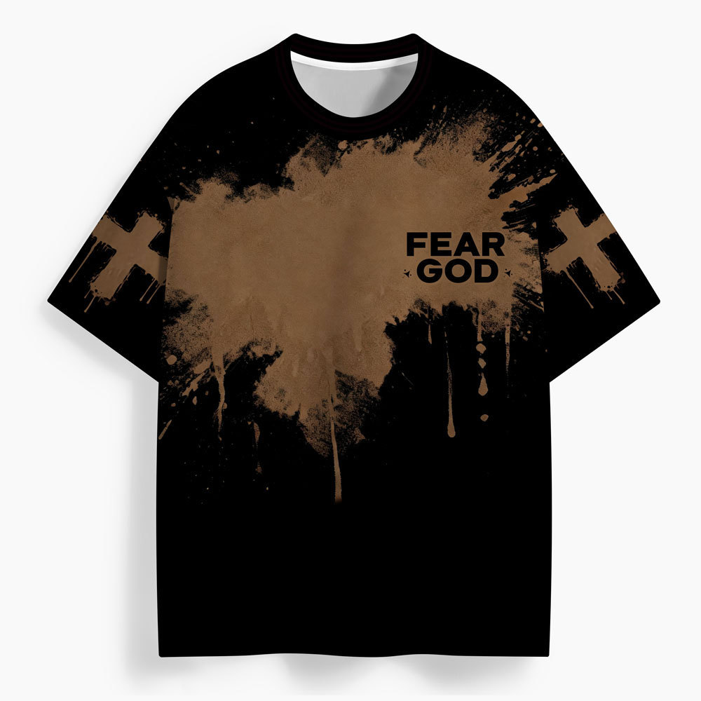 Fear God Oversized All-Over Print Christian T-Shirt
