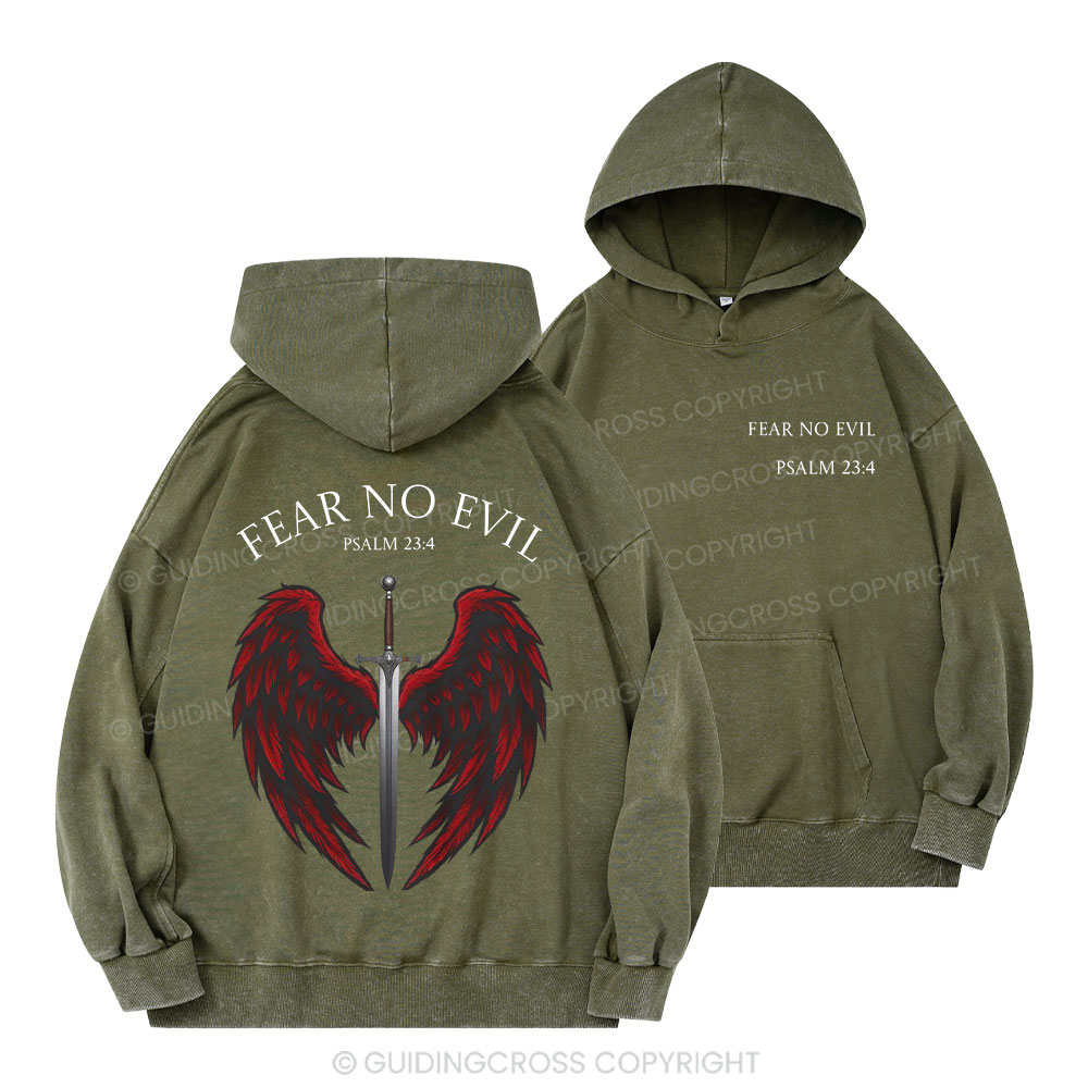Fear No Evil Christian Washed Hoodie