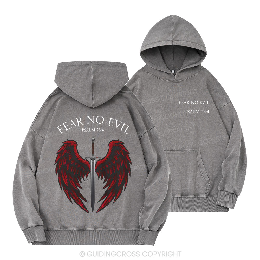 Fear No Evil Christian Washed Hoodie