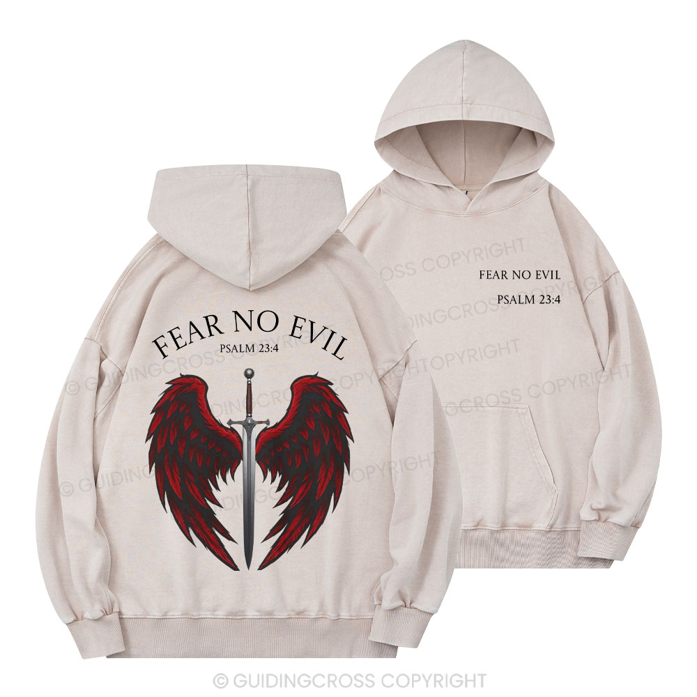 Fear No Evil Christian Washed Hoodie
