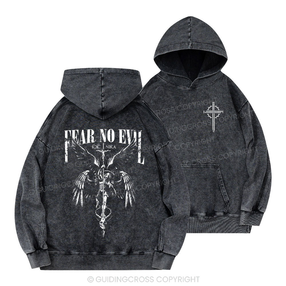 Fear No Evil Christian Washed Hoodie 