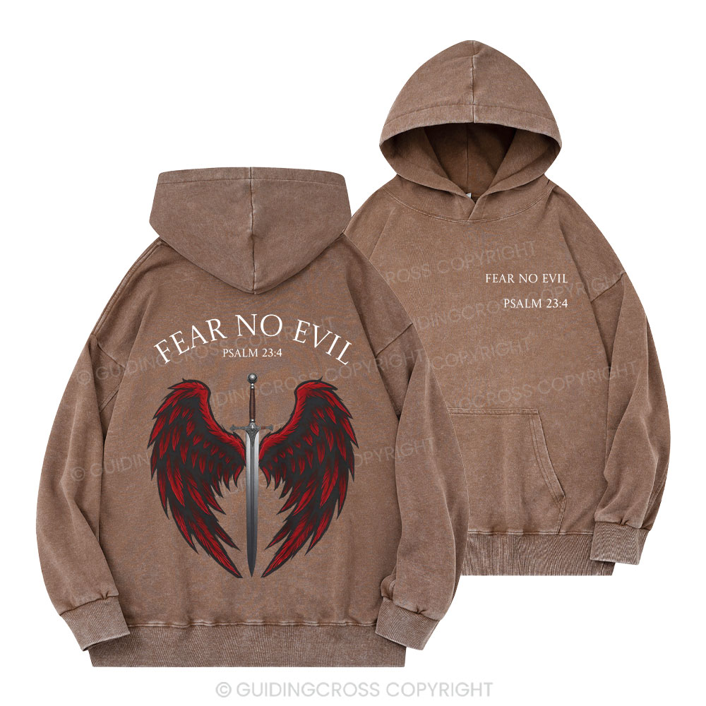 Fear No Evil Christian Washed Hoodie