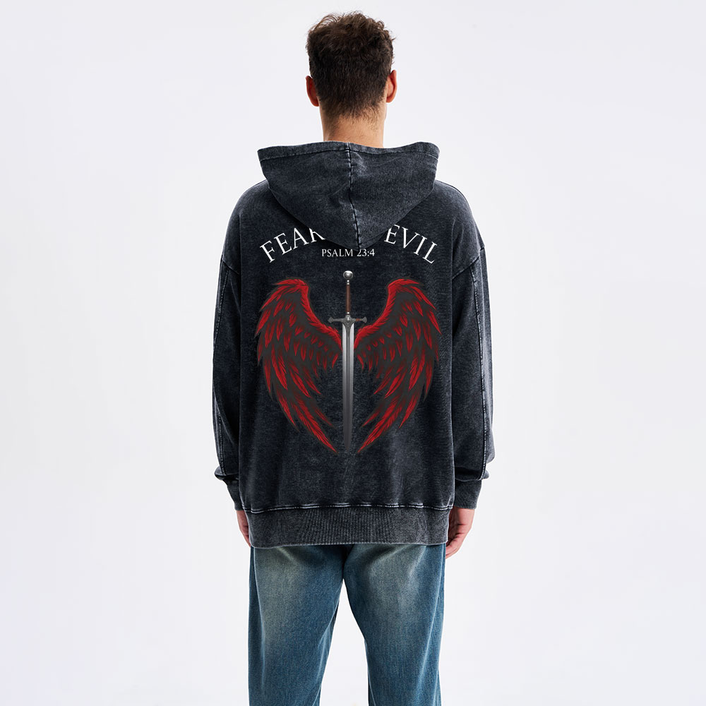 Fear No Evil Christian Washed Hoodie