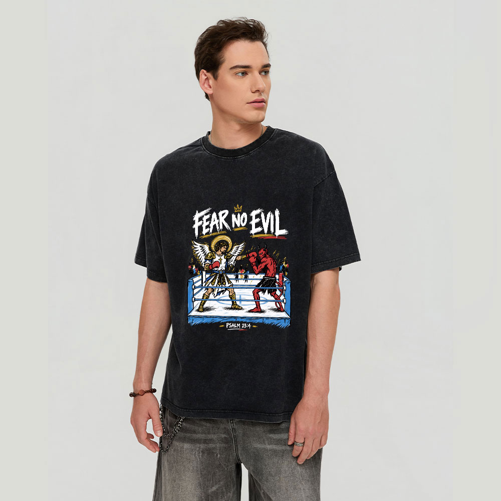 Fear No Evil Christian Washed T-Shirt
