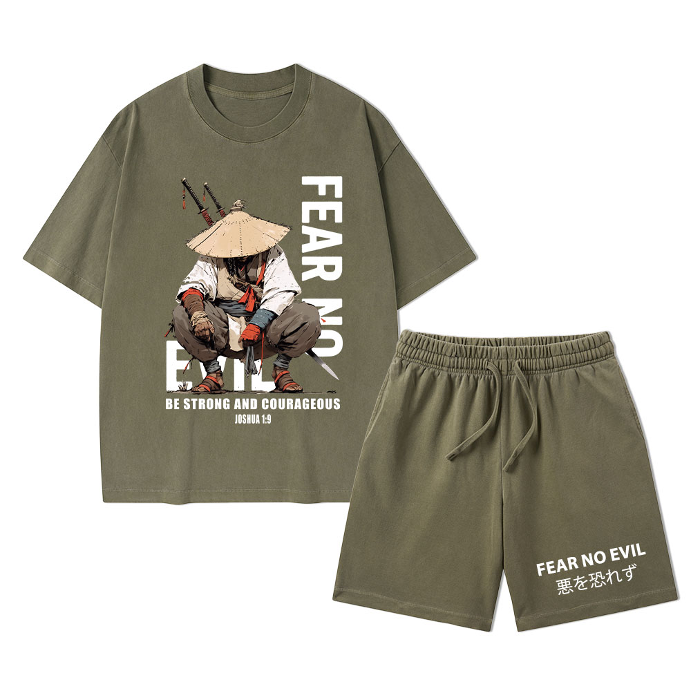 Fear No Evil Christian Washed T-Shirt & Shorts 