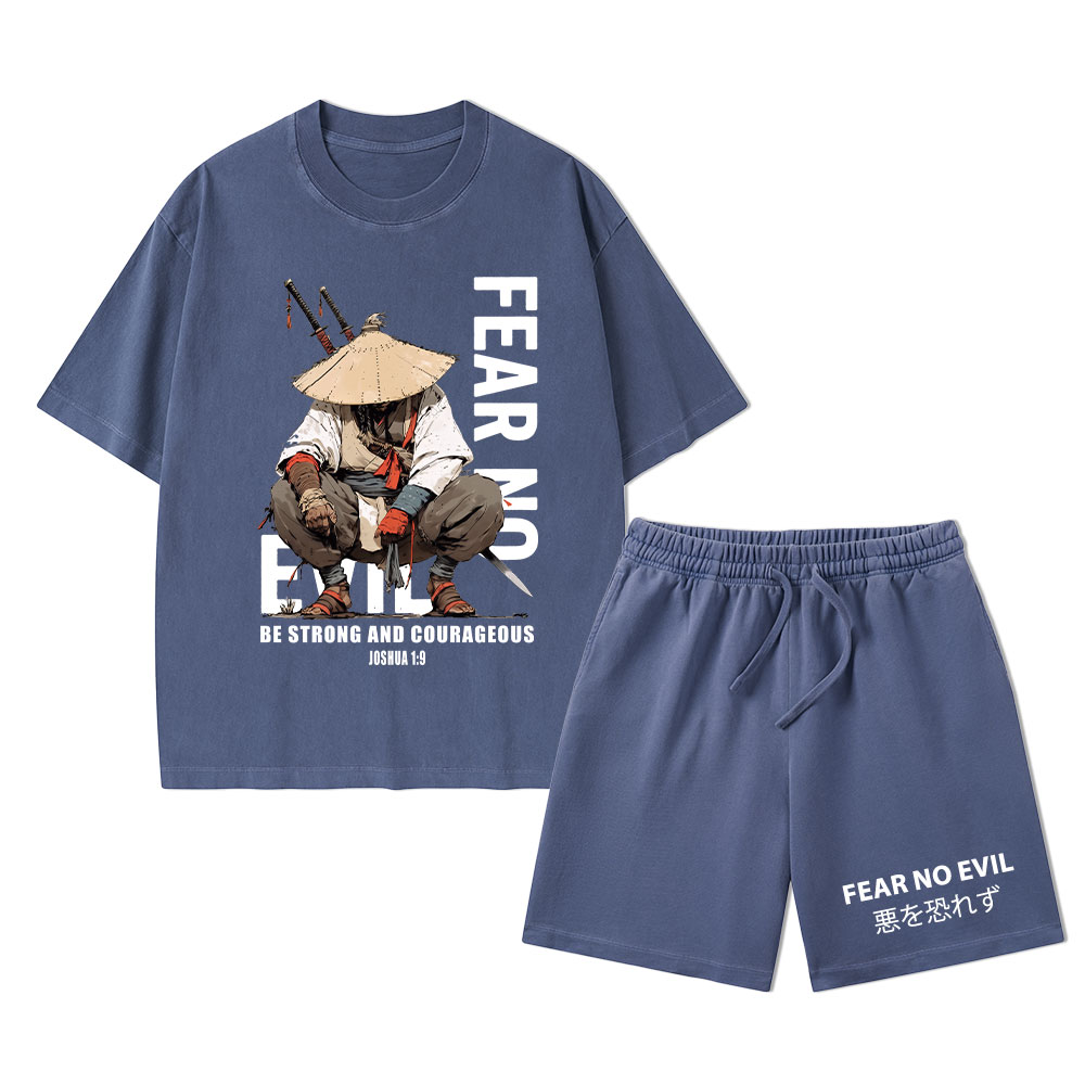 Fear No Evil Christian Washed T-Shirt & Shorts 