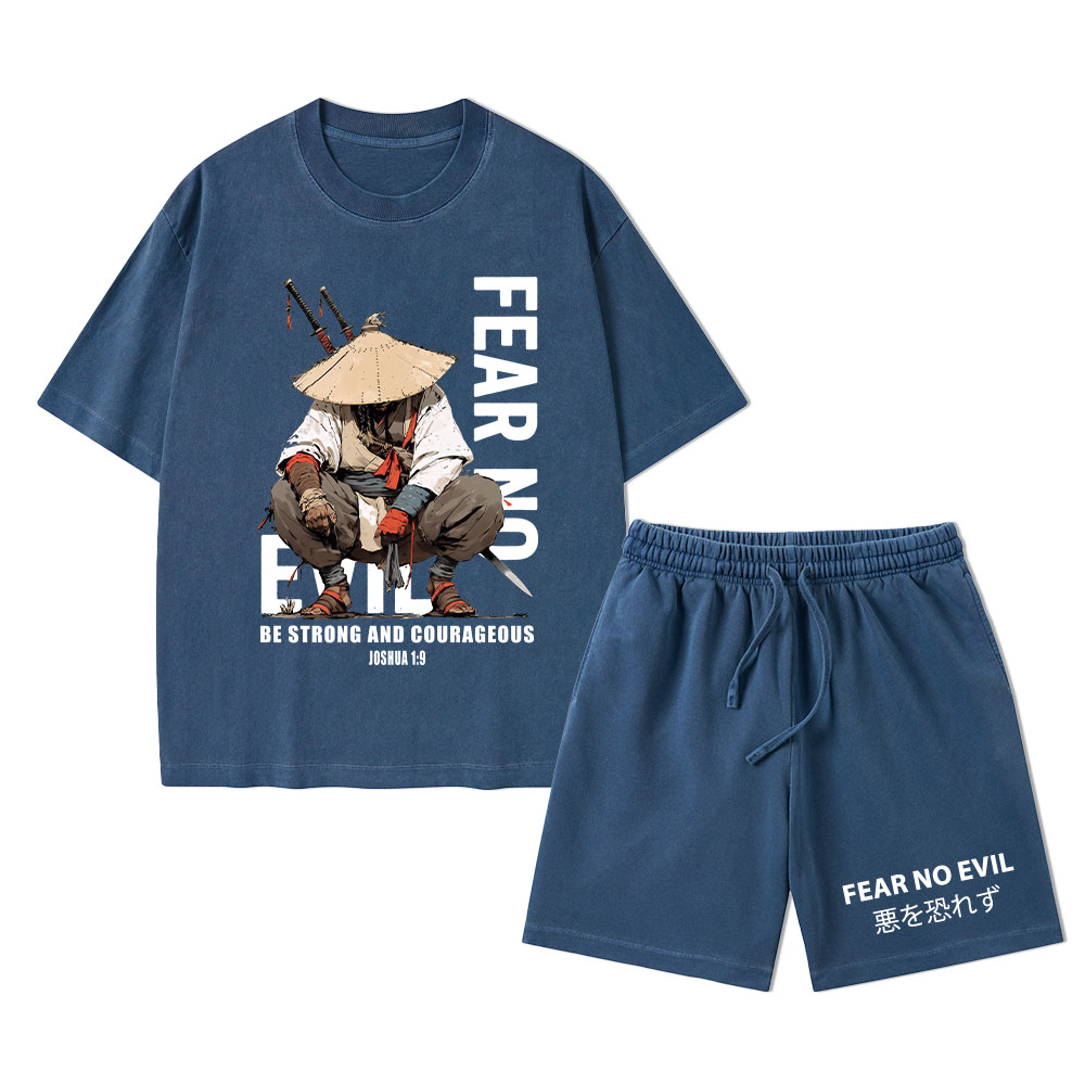 Fear No Evil Christian Washed T-Shirt & Shorts 