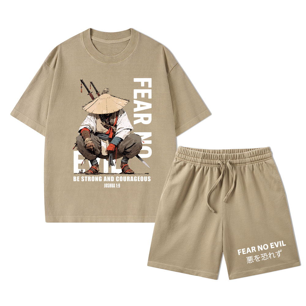 Fear No Evil Christian Washed T-Shirt & Shorts 