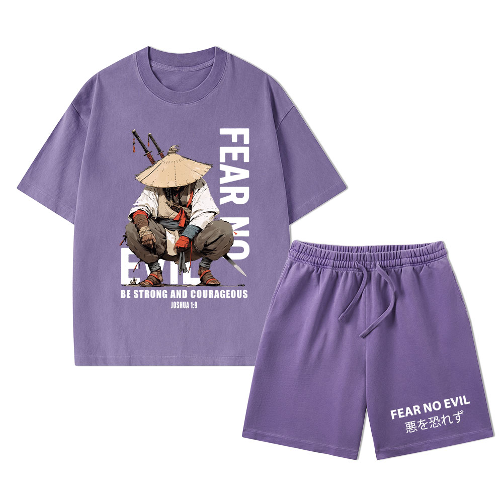 Fear No Evil Christian Washed T-Shirt & Shorts 