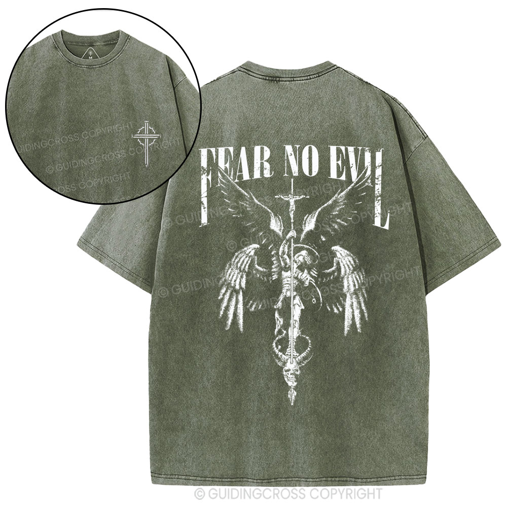 Fear No Evil Christian Washed T-Shirt