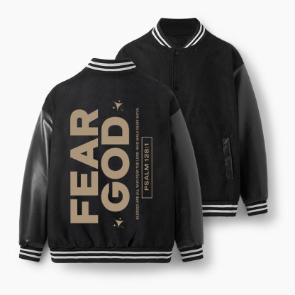 Fear Not Christian Color Block Baseball Jacket