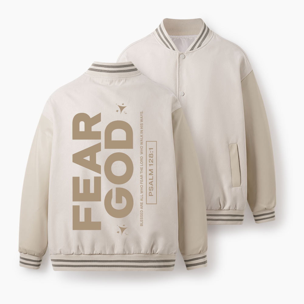 Fear Not Christian Color Block Baseball Jacket