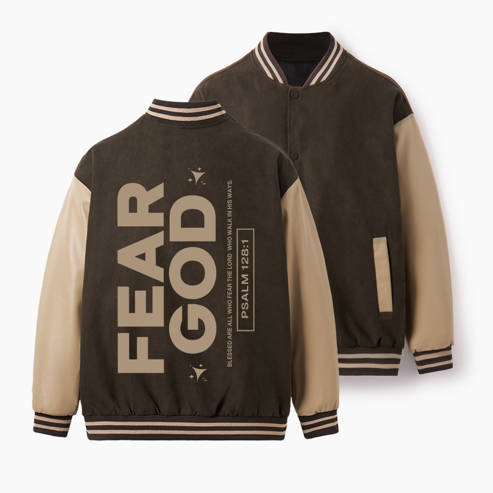 Fear Not Christian Color Block Baseball Jacket