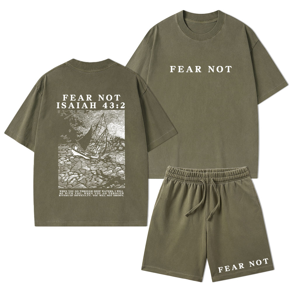 Fear Not Christian Washed T-Shirt & Shorts