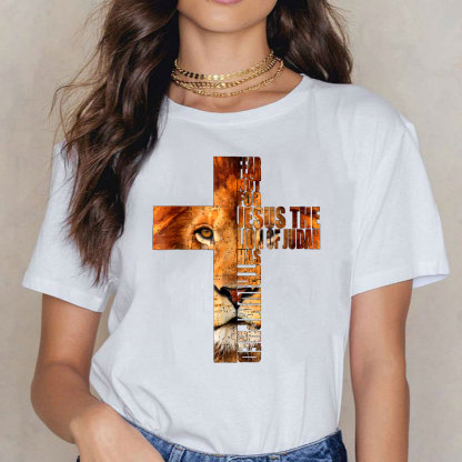 Fear Not For Jesus Lion Cross  Christian T-Shirt