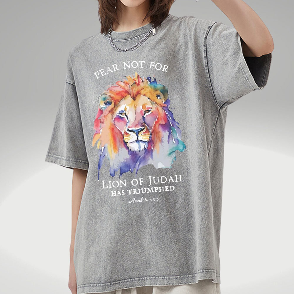 Fear Not For Lion Of Judah Christian Washed T-Shirt