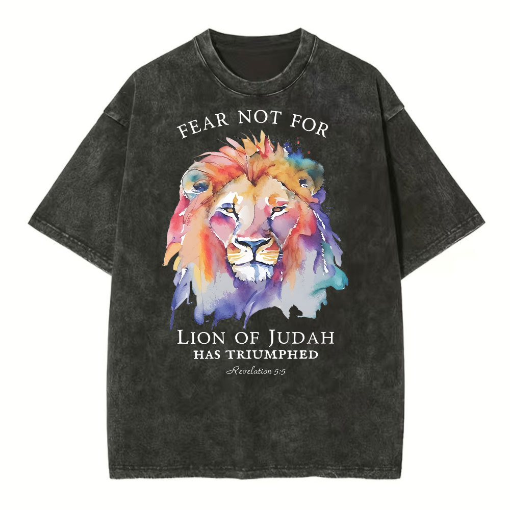 Fear Not For Lion Of Judah Christian Washed T-Shirt