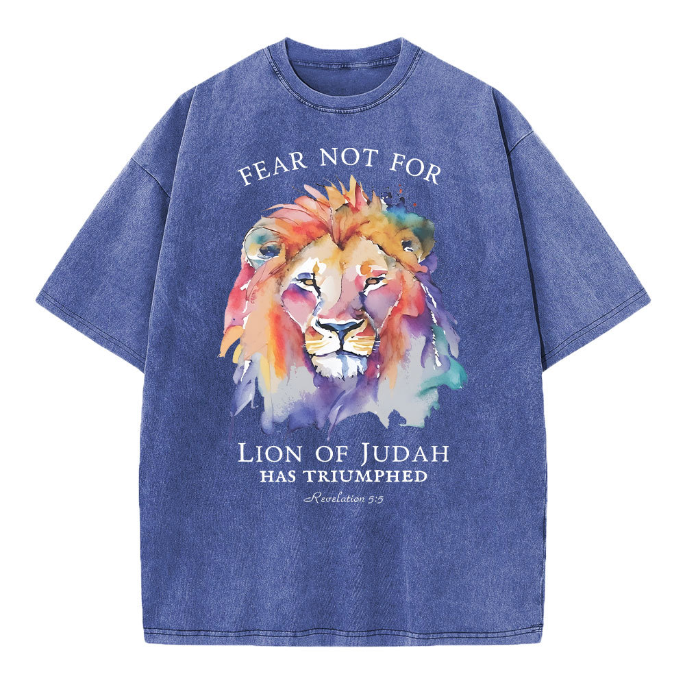 Fear Not For Lion Of Judah Christian Washed T-Shirt Sale-GuidingCross