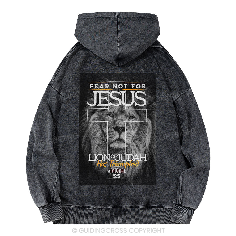 Fear Not Lion of Judah Christian Washed Hoodie