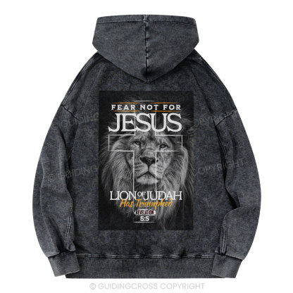 Fear Not Lion of Judah Christian Washed Hoodie
