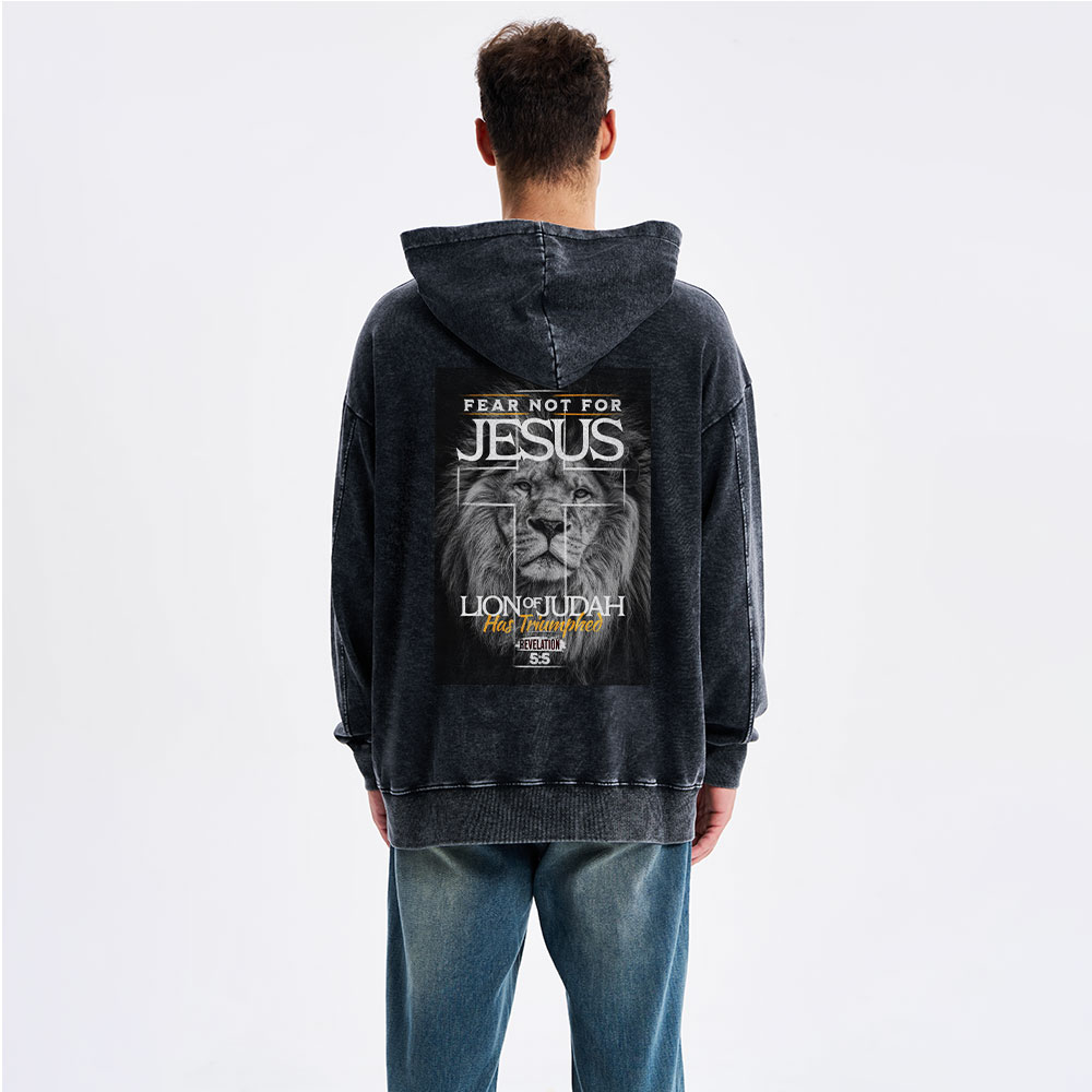 Fear Not Lion of Judah Christian Washed Hoodie