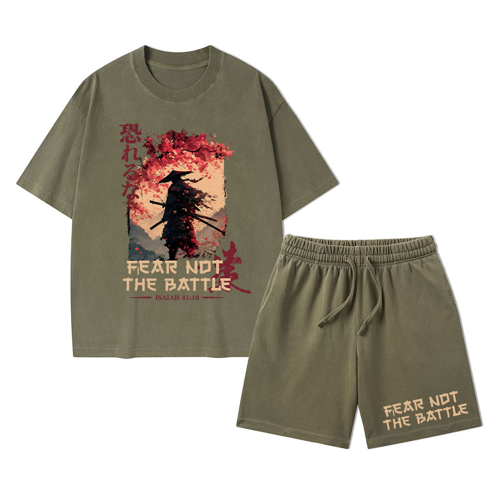 Fear Not The Battle Christian Washed T-Shirt & Shorts 