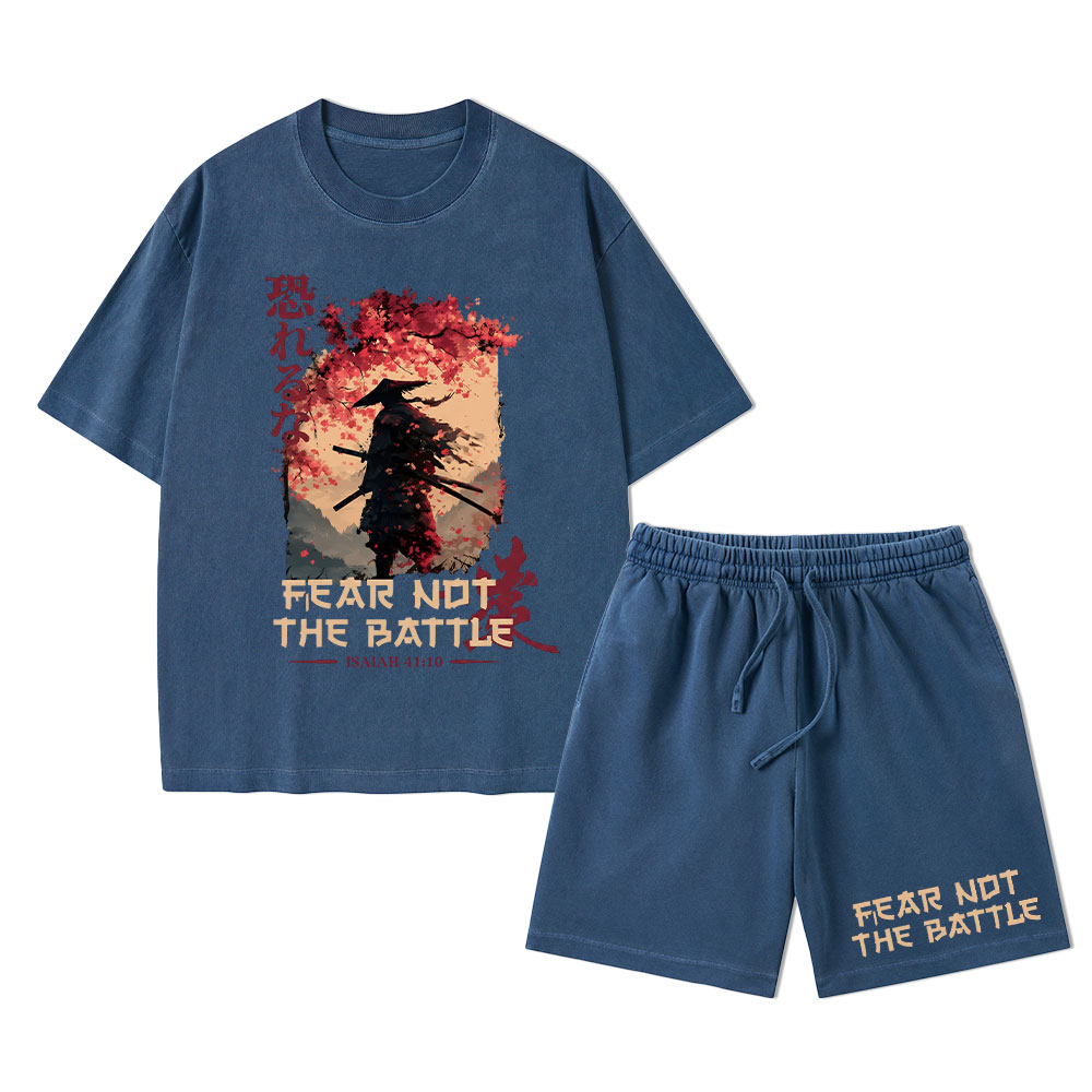 Fear Not The Battle Christian Washed T-Shirt & Shorts 