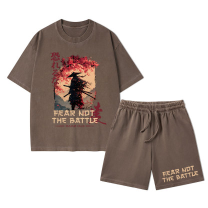 Fear Not The Battle Christian Washed T-Shirt & Shorts 
