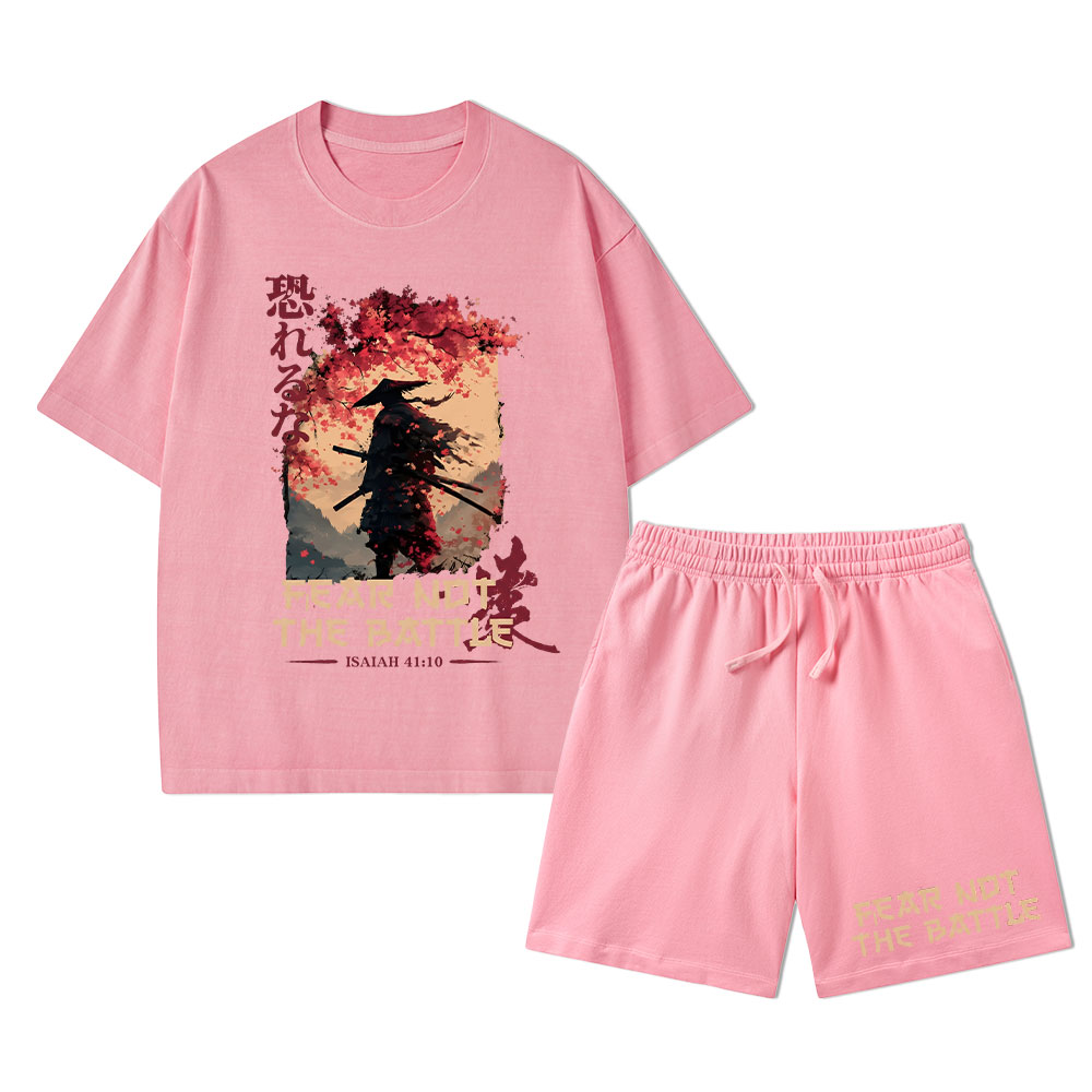 Fear Not The Battle Christian Washed T-Shirt & Shorts 