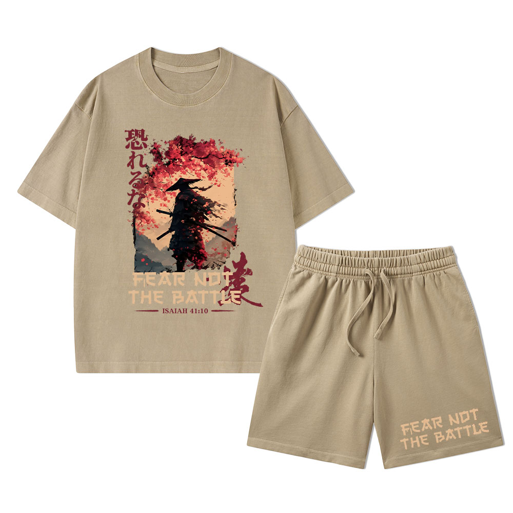 Fear Not The Battle Christian Washed T-Shirt & Shorts 