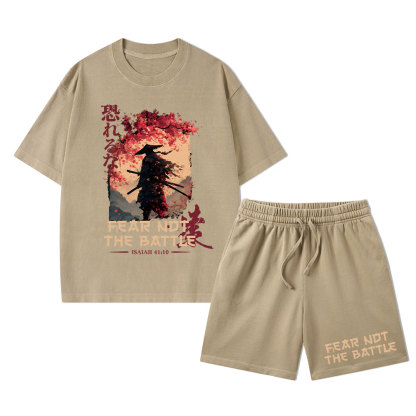 Fear Not The Battle Christian Washed T-Shirt & Shorts 