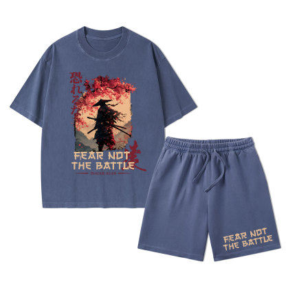 Fear Not The Battle Christian Washed T-Shirt & Shorts 