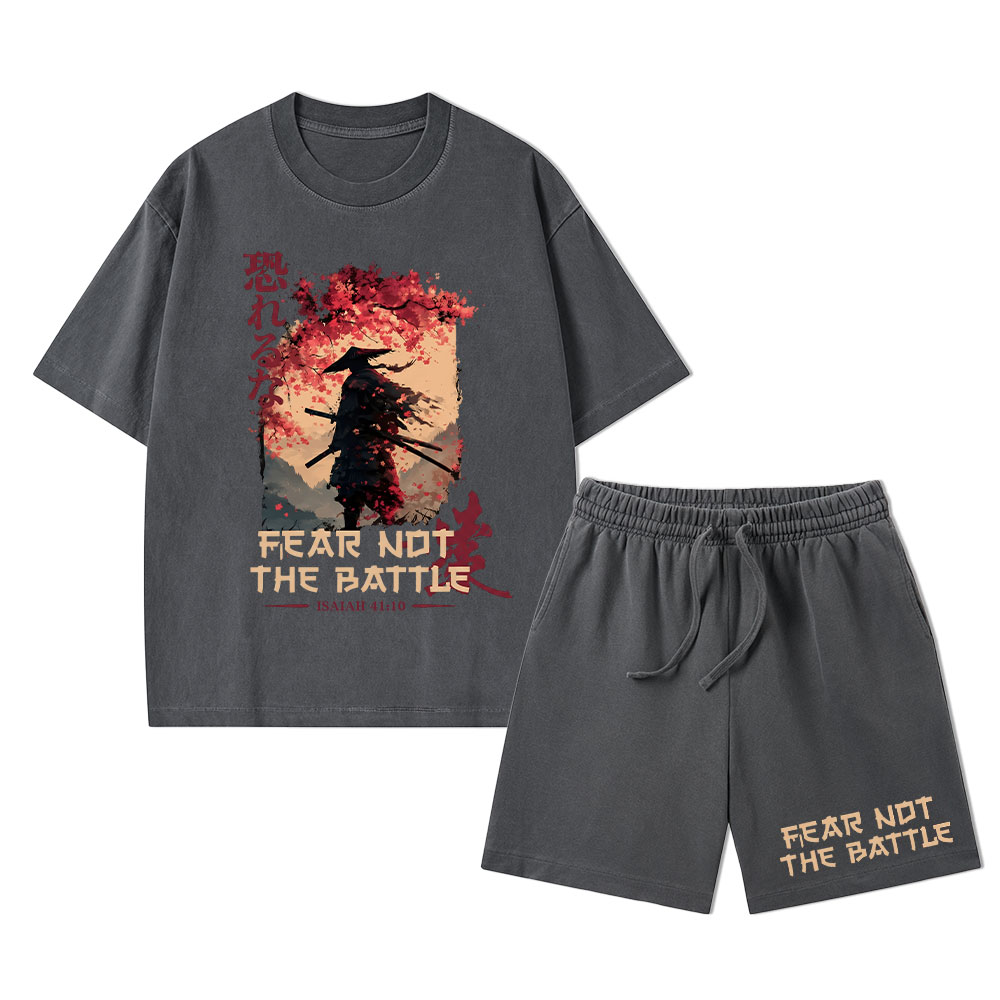 Fear Not The Battle Christian Washed T-Shirt & Shorts 