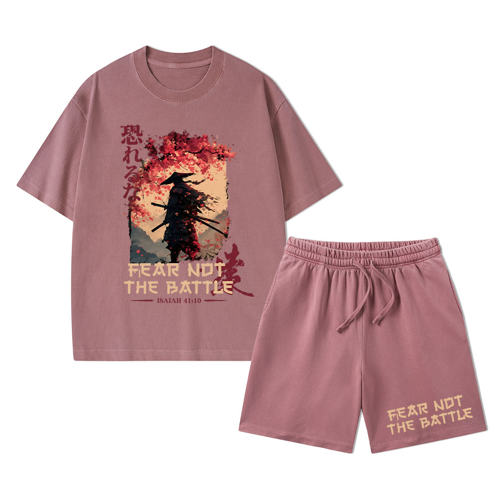 Fear Not The Battle Christian Washed T-Shirt & Shorts 