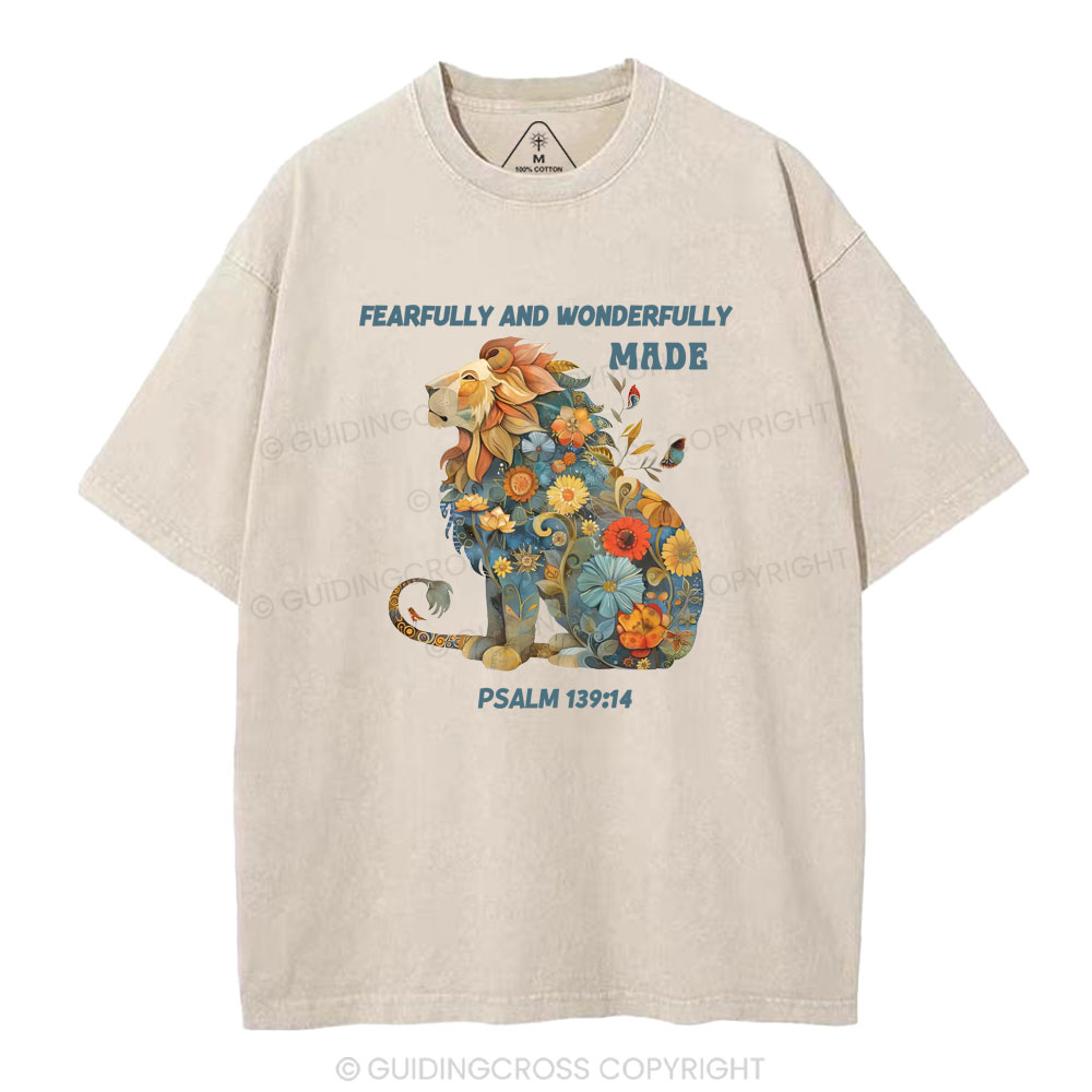 Fearfully And Wonderfully Made Lion Christian Washed Hoodie 