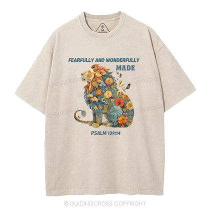 Fearfully And Wonderfully Made Lion Christian Washed Hoodie 