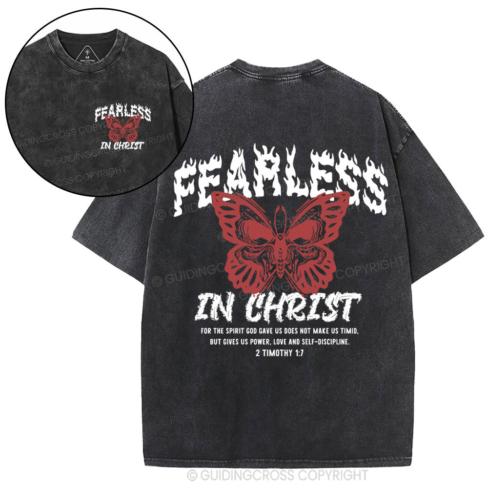 Fearless In Christ Christiain Washed T-Shirt