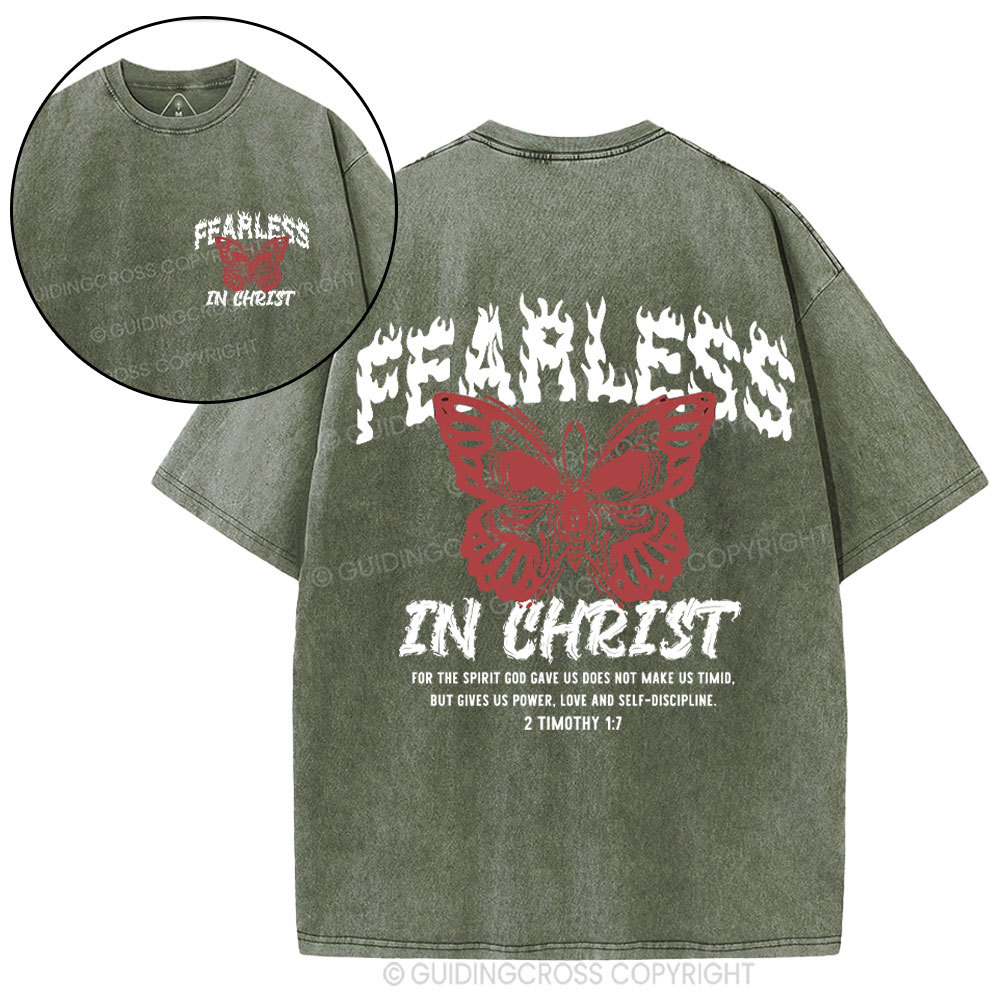 Fearless In Christ Christiain Washed T-Shirt