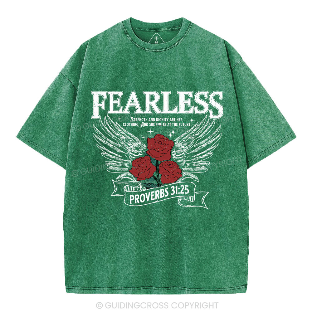 Fearless Srength And Dignity Are Her Clothing Christian Washed T-Shirt
