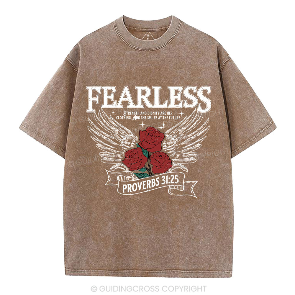 Fearless Srength And Dignity Are Her Clothing Christian Washed T-Shirt